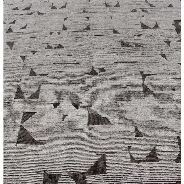 Taupe Fine Modern Rug in White & Light Taupe Tones With Abstract & Geometric Design For Sale - Image 8 of 12