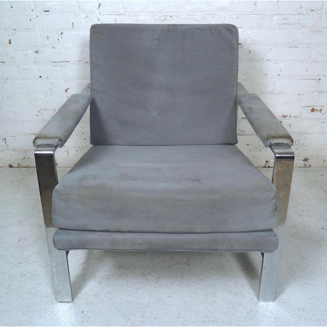 Mid-Century Modern Vintage Mid-Century Attributed to Milo Baughman Flat Bar Lounge Chair For Sale - Image 3 of 9
