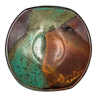 Joel Edwards Shallow Mid Century Abstract Pottery Bowl For Sale