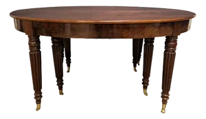 Oval Dining Table in Mahogany with 6 Legs, 19th Century
