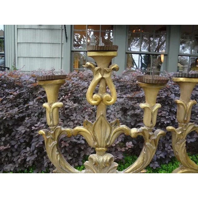 Large Italian Baroque Giltwood Altar Candelabra-Pair For Sale In Houston - Image 6 of 11