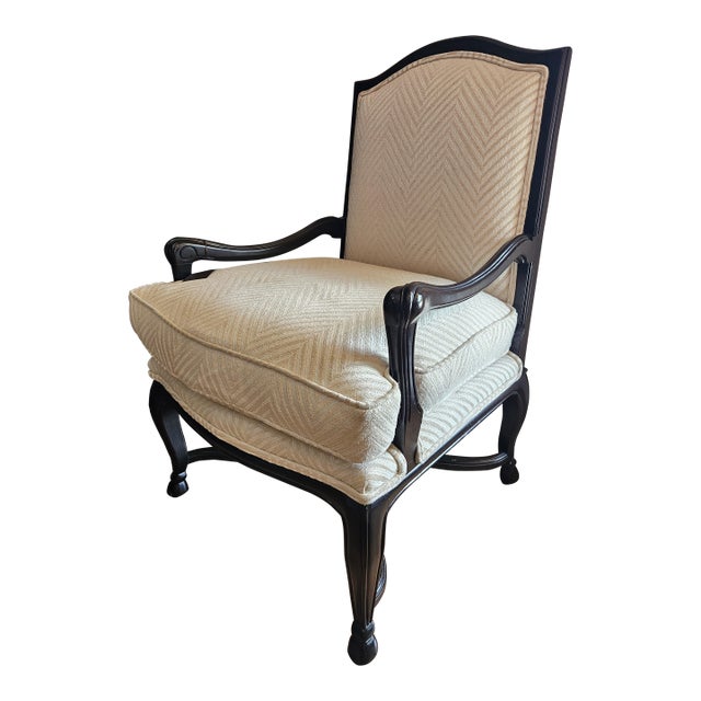 Black & Ivory Bergere Lounge Chair For Sale