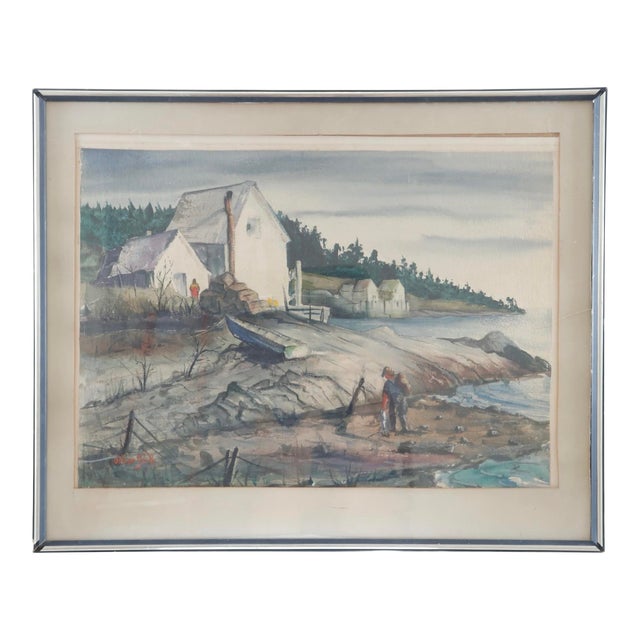 Oliver Smith “Return of the Fisherman” Signed Watercolor For Sale