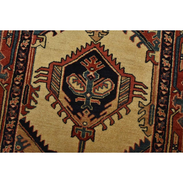 Textile Fine Heriz Runner 3’2” X 10’7” Beige Wool Vintage Hand-Knotted Oriental Rug For Sale - Image 7 of 14