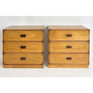 Benhardt Pecan Campaign Mid-Century Bachelor's Chests, a Pair For Sale