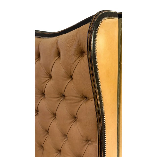 Louis XVI Chesterfield Leather Tufted Wingback King BedFrame.