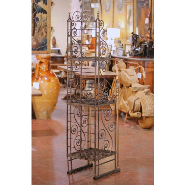 19th Century French Parisian Wrought Iron and Brass Baker’s Rack For Sale - Image 11 of 12