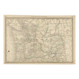 Washington Map with Antique Railroads and Indian Reservations and Counties, 1888 For Sale