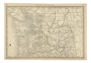 Washington Map with Antique Railroads and Indian Reservations and Counties, 1888