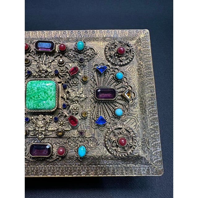 Late 1930's Made in Germany Semi-Precious Stone Embellished Jewlery Box For Sale - Image 11 of 11
