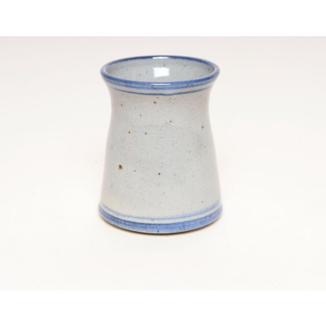 Vintage Gray and Blue Glazed Stoneware Mini Crock / Carafe by Deanna Nichols For Sale - Image 4 of 10