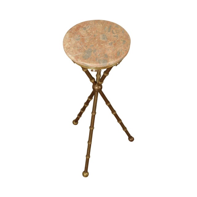 Antique Victorian Marble Top Brass Pedestal Stand For Sale - Image 13 of 13