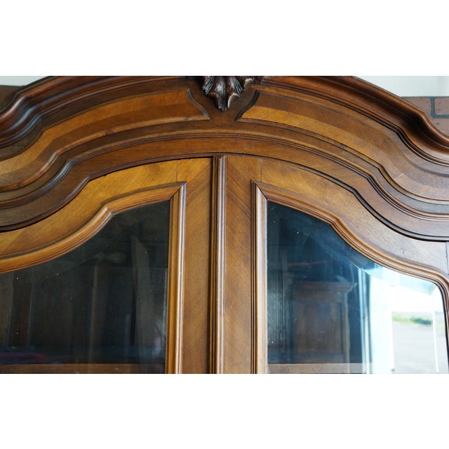 French Provincial Antique French Rococo Glass Front Armoire For Sale - Image 3 of 11