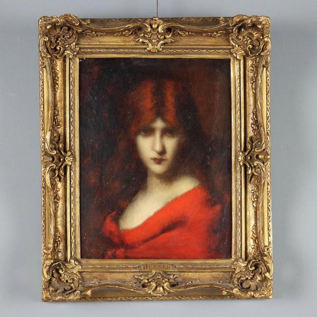 After Jean-Jacques Henner, Portrait, Oil on Canvas, Framed For Sale - Image 12 of 12