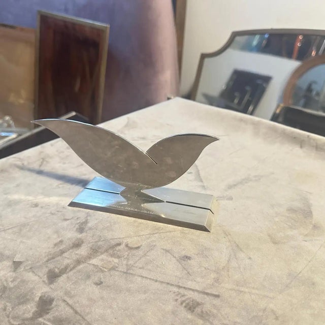 1990s Minimalist Silver Plated Sculpture La Colombella Bianca by Lino Sabattini For Sale - Image 9 of 12