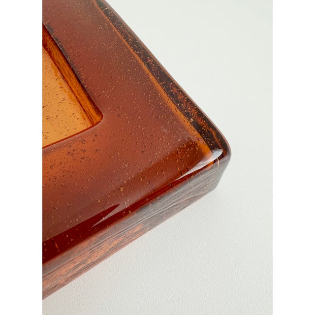 Mid 20th Century 1970s Brutalist Block Glass Ashtray/Catchall Attributed to Blenko For Sale - Image 5 of 10