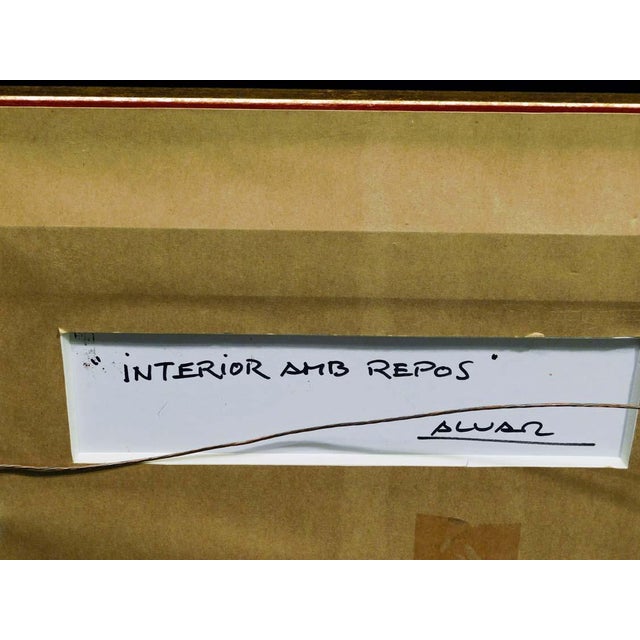 Impressionist Sunol Alvar "Interior Amb Repos" Original Oil on Board With Custom Framed For Sale - Image 3 of 8