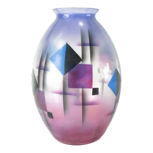 1930's Art Deco Czech Art Glass Vase With Modernist Style