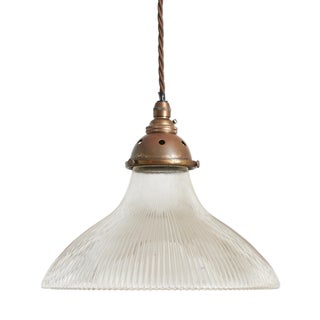 Antique Reclaimed Glass Pendant from Holophane, 1950s For Sale