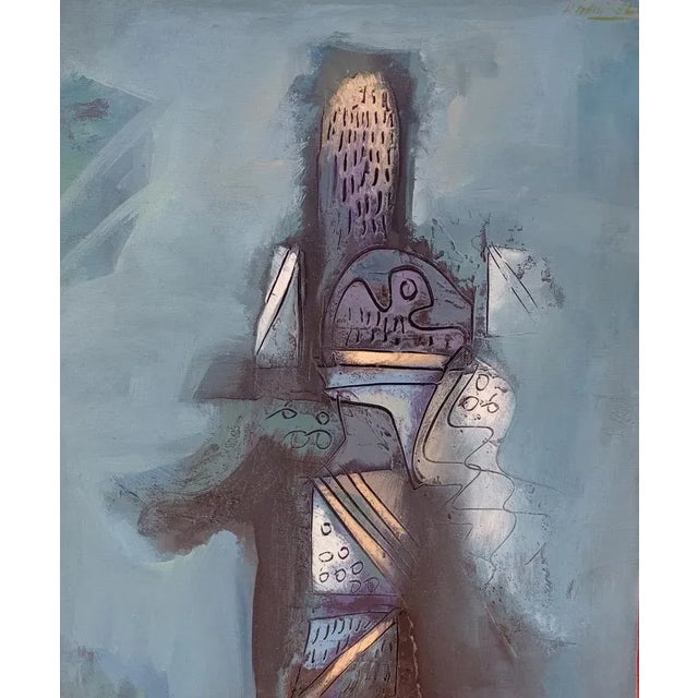 Textile Hector Ramirez Ortega, Composition, 1989, Mixed Media on Canvas For Sale - Image 7 of 7