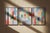 2026, Bauhaus Geometric Triptych Painting in Vivid Pastel Tones, Chromatic Deco Radiance, Acrylic Paint on Watercolor Paper For Sale In Miami - Image 6 of 11
