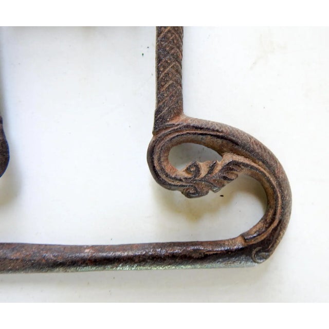 Rustic European Antique Hand Forged Decorated Iron Chest Handle For Sale - Image 3 of 9
