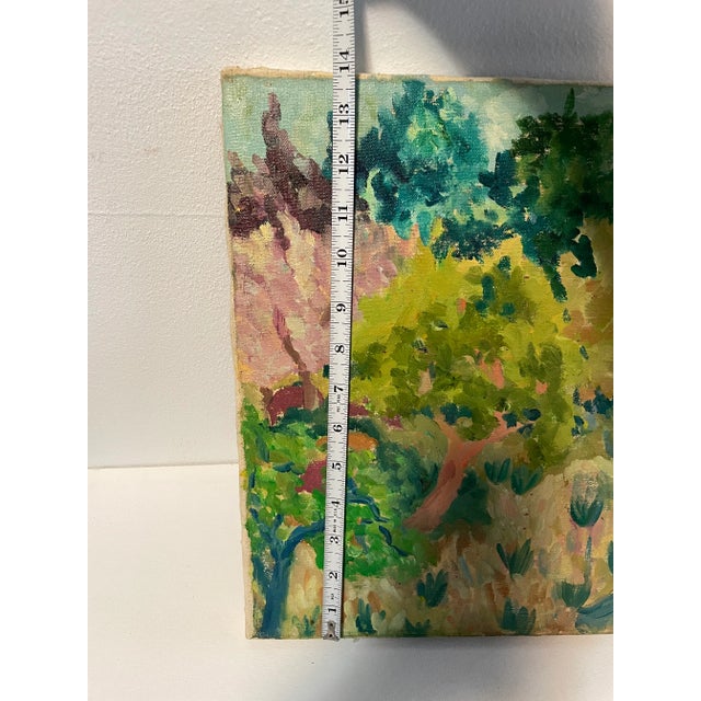 Textile Vintage Impressionist Landscape Painting on Canvas For Sale - Image 7 of 8