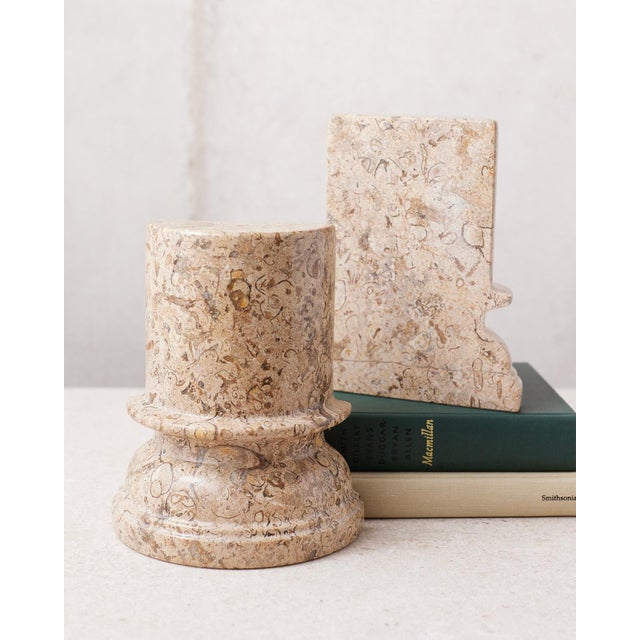 A gorgeous pair of fossilize stone pillar bookends. While these were shaped into bookends in the late 1900s, nature did...