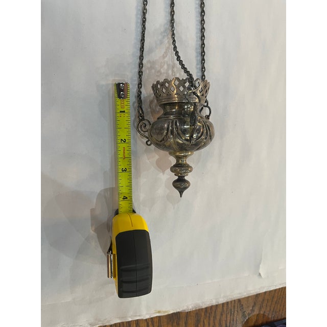 1852 Imperial Russian 84 Silver Orthodox Hanging Icon Lampada, St. Petersburg For Sale - Image 4 of 7