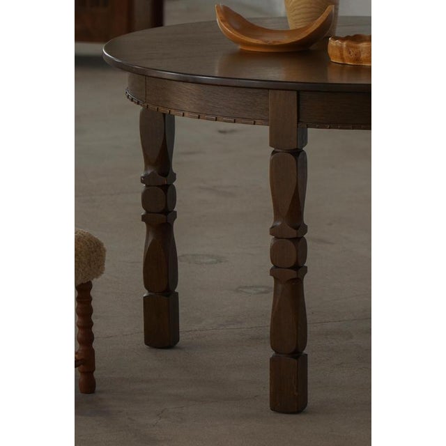 Mid-Century Danish Modern Round Extendable Dining Table in Oak by Henning Kjærnulf, 1960s For Sale - Image 14 of 18