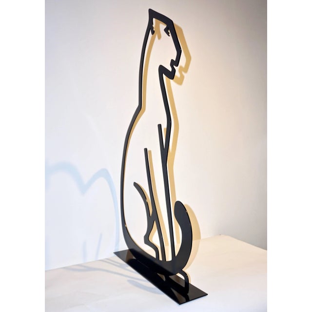 Silhouette 1980 Italian Minimalist Design Black Lacquered Iron Panther Silhouette Sculpture For Sale - Image 4 of 8