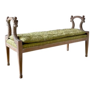 Mid Century Baker Furniture Company Hollywood Regency Serpent Arm Bench For Sale