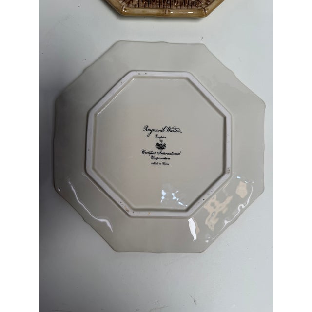 4 VTG Raymond Waites Empire Plates Brown Rattan Tiger Leopard Octagon 9.5" For Sale - Image 10 of 10
