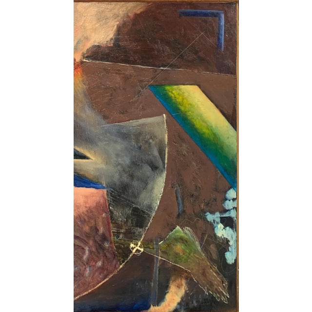 Abstract 1994 "Rosewood Express" Abstract Oil Painting on Canvas For Sale - Image 3 of 6