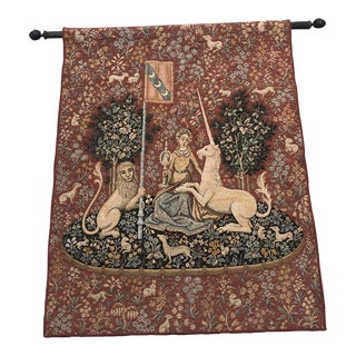 Vintage Belgian Lady and the Unicorn Tapestry For Sale