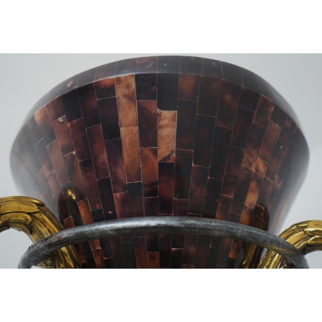 Brass Maitland Smith Swan Arm Iron & Brass Torchiere Floor Lamp For Sale - Image 8 of 10