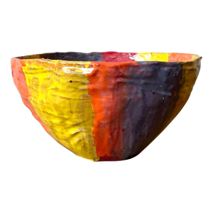 Vintage Boho Striped Studio Pottery Bowl