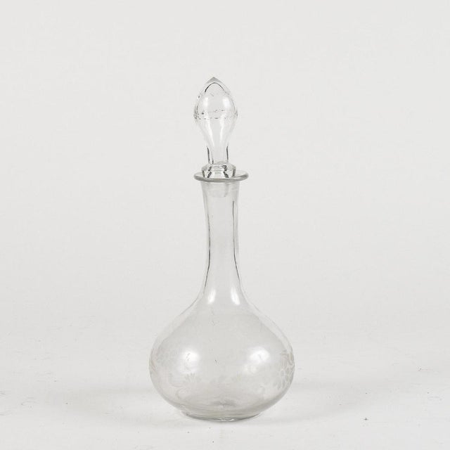 Glass Bottle Cruet with Engraved Floral Decoration, 1920s For Sale - Image 3 of 9