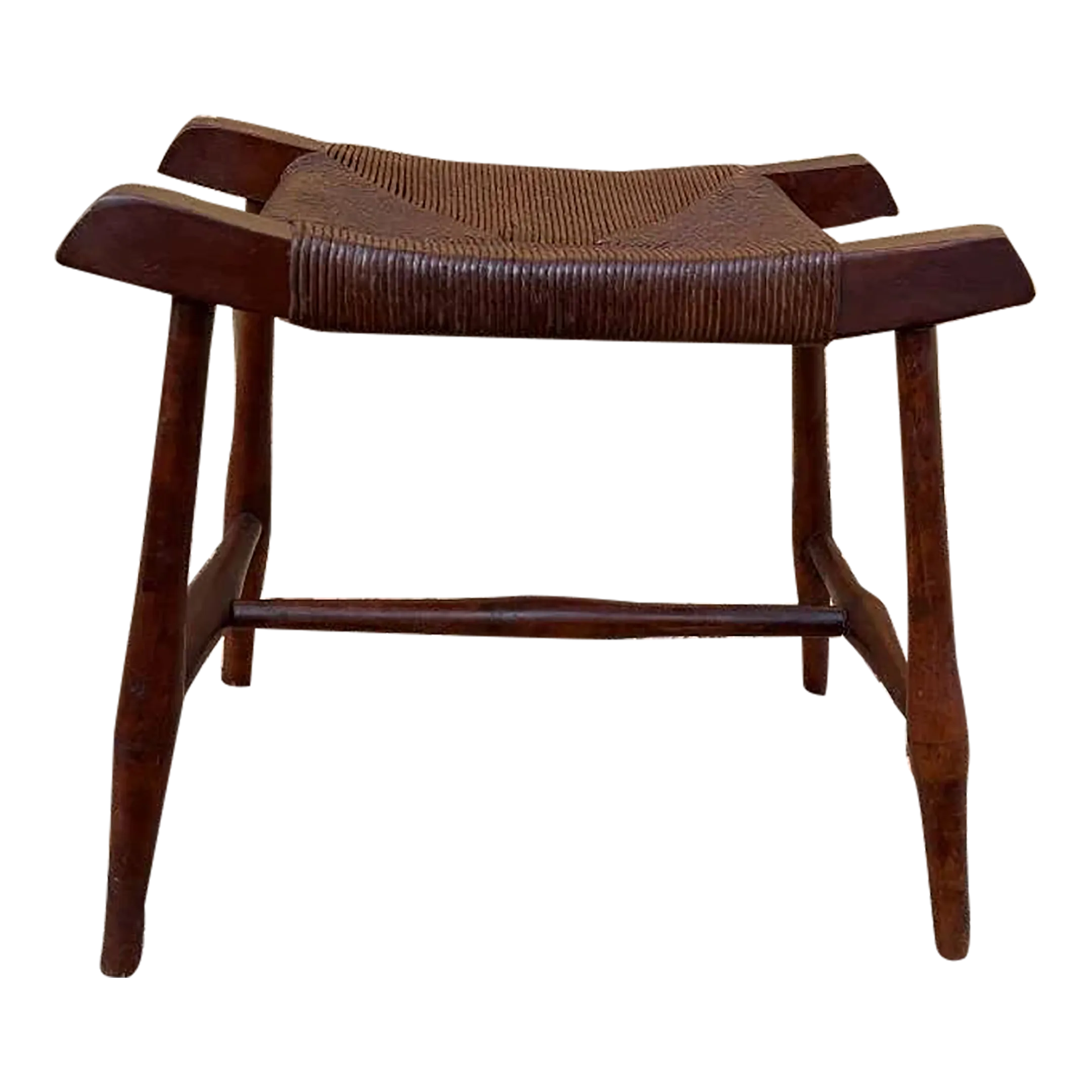 Mid 20th Century Vintage Piano Rush Seat Stool. | Chairish