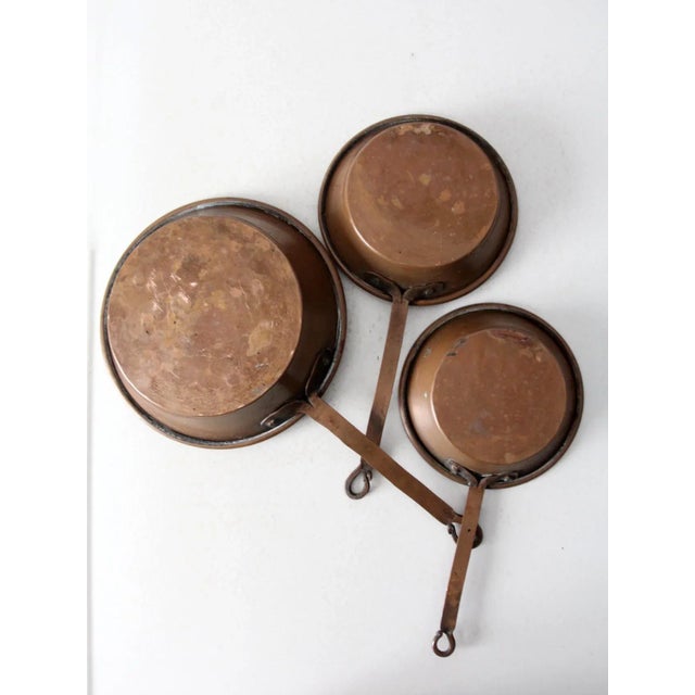 Metal Antique Copper Pans Set of 3 For Sale - Image 7 of 11