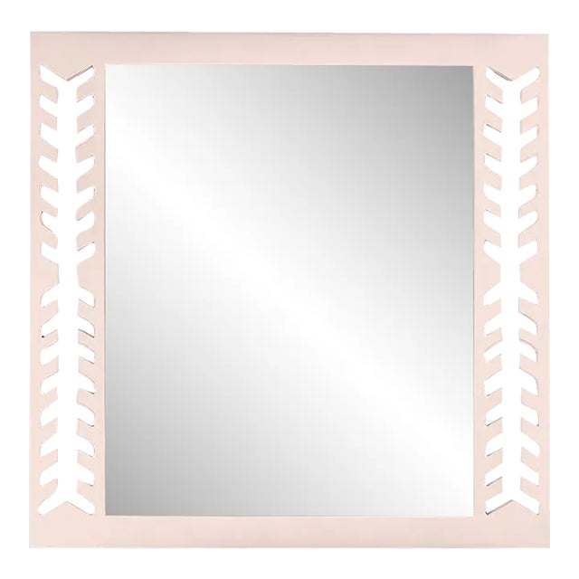 Fleur Home Audubon Spruce Square Mirror in Pink Ground, 24x24 For Sale