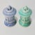 1950s Teal and Periwinkle Ceramic Lantern Salt & Pepper Shakers For Sale - Image 4 of 6
