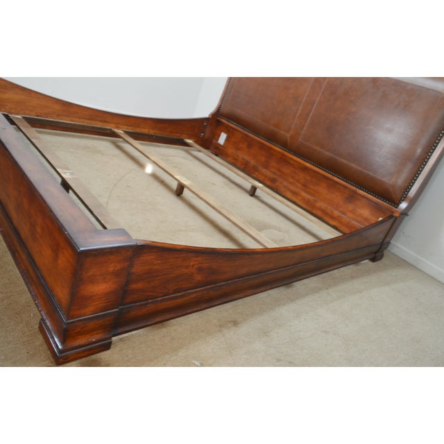Henredon Leather Sleigh King Bed For Sale - Image 11 of 16