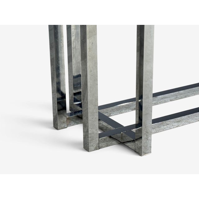 Constructivist Style, Console Table, Chromed Steel, Beveled Glass, Usa, 1980s For Sale - Image 9 of 11