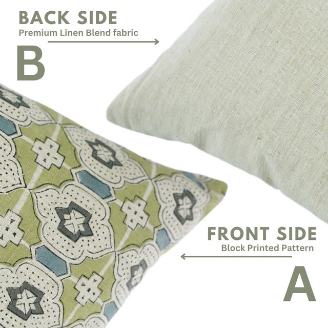 Fabdivine Handmade Block Printed Cushion Cover 20x20 Inch Viscose Linen- Jharoka For Sale - Image 4 of 5