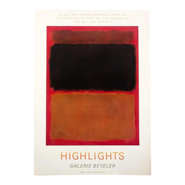 Vintage Rothko Swiss Galerie Beyeler Exhibition Poster For Sale