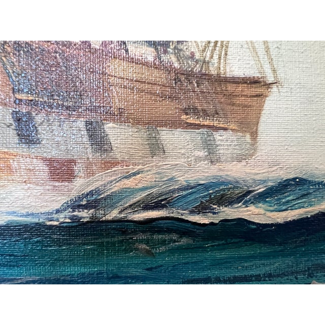 Textile Large James Blade (Uk 20c) Oil Painting Sailing Ship Maritime Nautical Seascape For Sale - Image 7 of 8