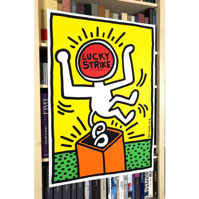 Figurative Keith Haring Lucky Strike Original 1987 Silkscreen Poster For Sale - Image 3 of 10