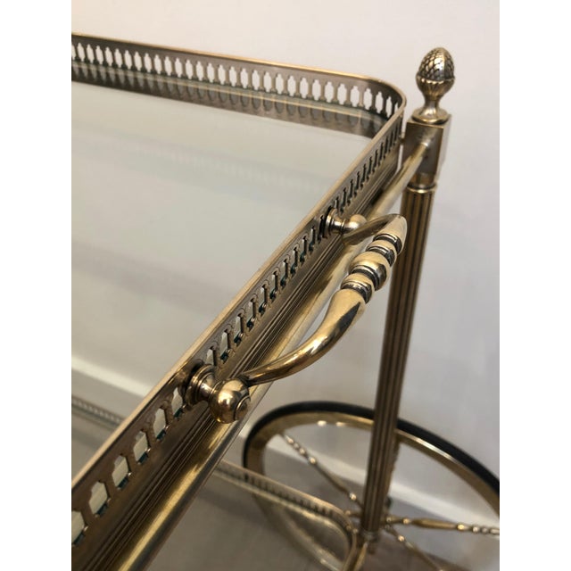 1940s Maison Bagués. Neoclassical Style Silvered Brass Drinks Trolley. French For Sale - Image 10 of 12