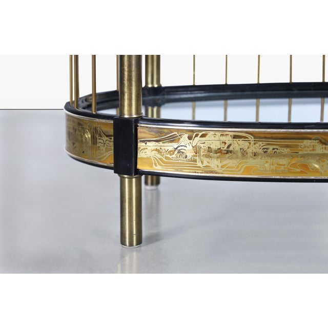 Mastercraft 1970s Vintage Brass Acid-Etched Etagere by Bernhard Rohne for Mastercraft For Sale - Image 4 of 11
